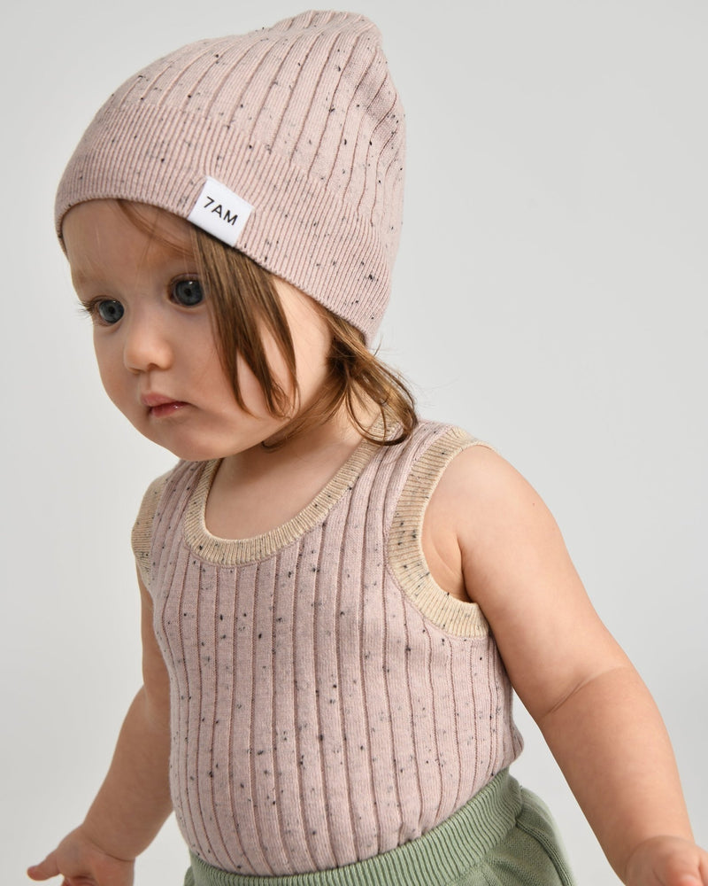 7AM - Cotton Beanie Mother & Baby Ash Rose 18 - 24M