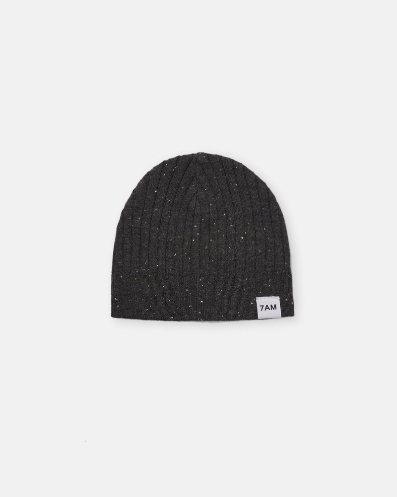 7AM - Cotton Beanie Mother & Baby Black Melange 0 - 6M