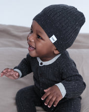 7AM - Cotton Beanie Mother & Baby Black Melange 0 - 6M
