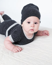 7AM - Cotton Beanie Mother & Baby Black Melange 0 - 6M