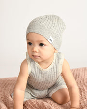 7AM - Cotton Beanie Mother & Baby Heather Grey 0 - 6M
