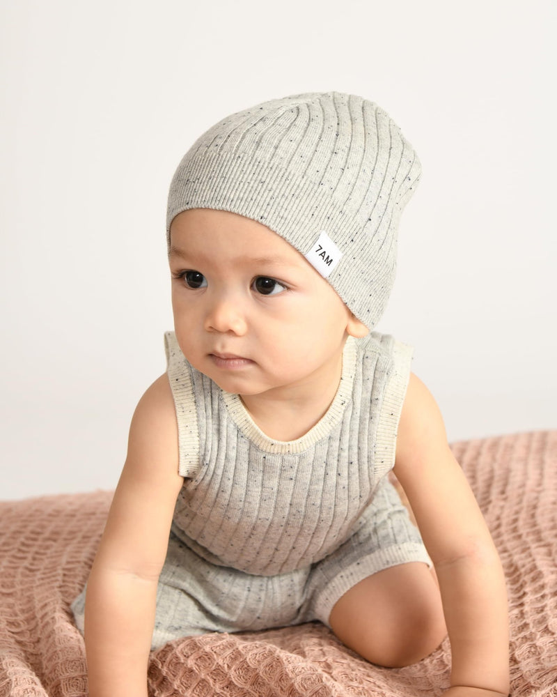 7AM - Cotton Beanie Mother & Baby Heather Grey 0 - 6M
