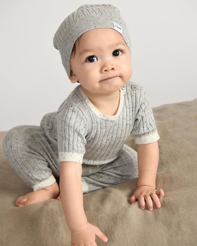 7AM - Cotton Beanie Mother & Baby Heather Grey 0 - 6M