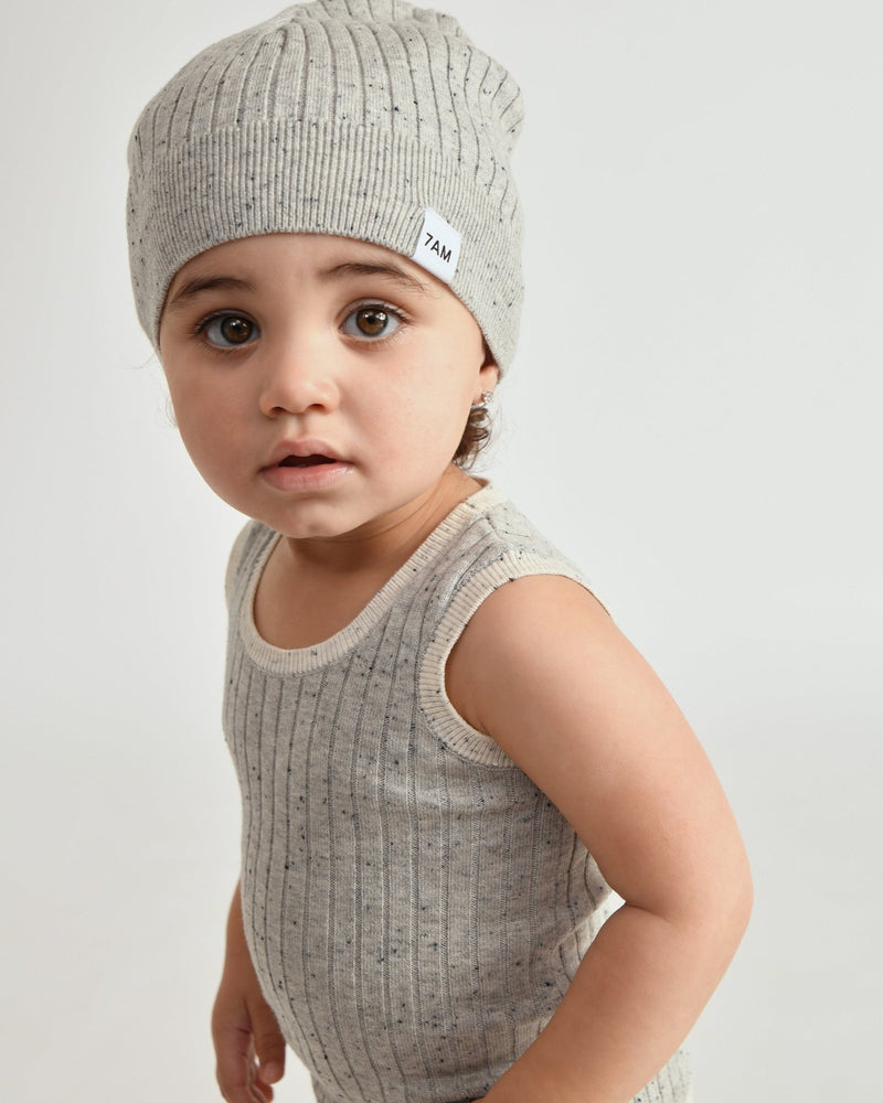7AM - Cotton Beanie Mother & Baby Heather Grey 18 - 24M