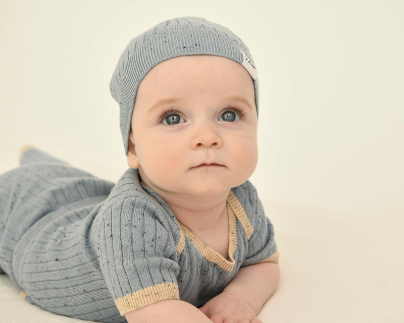 7AM - Cotton Beanie Mother & Baby Lake Blue 0 - 6M