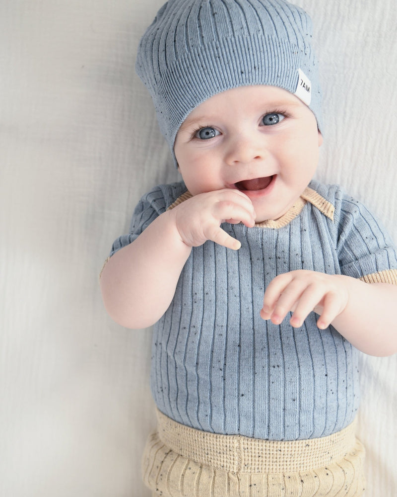7AM - Cotton Beanie Mother & Baby Lake Blue 18 - 24M