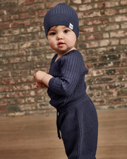 7AM - Cotton Beanie Mother & Baby Navy 0 - 6M