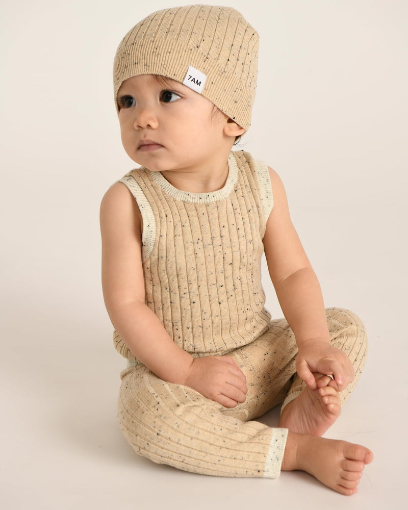 7AM - Cotton Beanie Mother & Baby Oat 0 - 6M