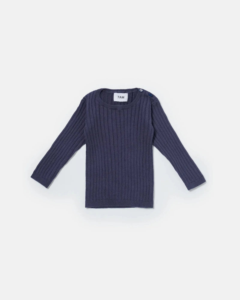 7AM - Cotton Wrap Top - Ribbed Apparel & Accessories Navy 3 - 6M