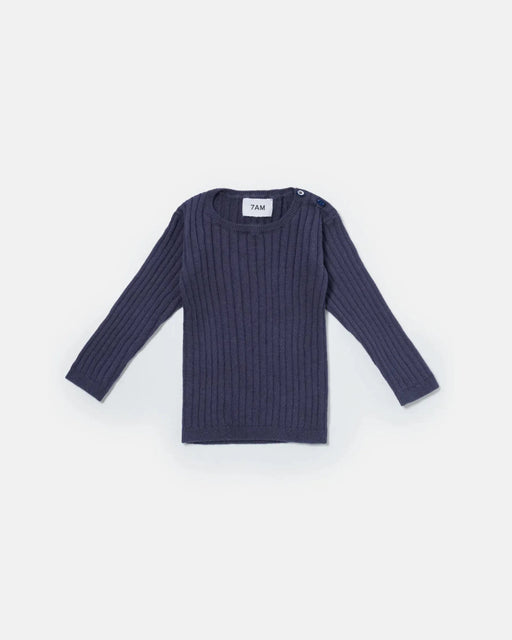 7AM - Cotton Wrap Top - Ribbed Apparel & Accessories Navy 3 - 6M
