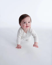 7AM - Cotton Wrap Top - Ribbed Apparel & Accessories White 3 - 6M