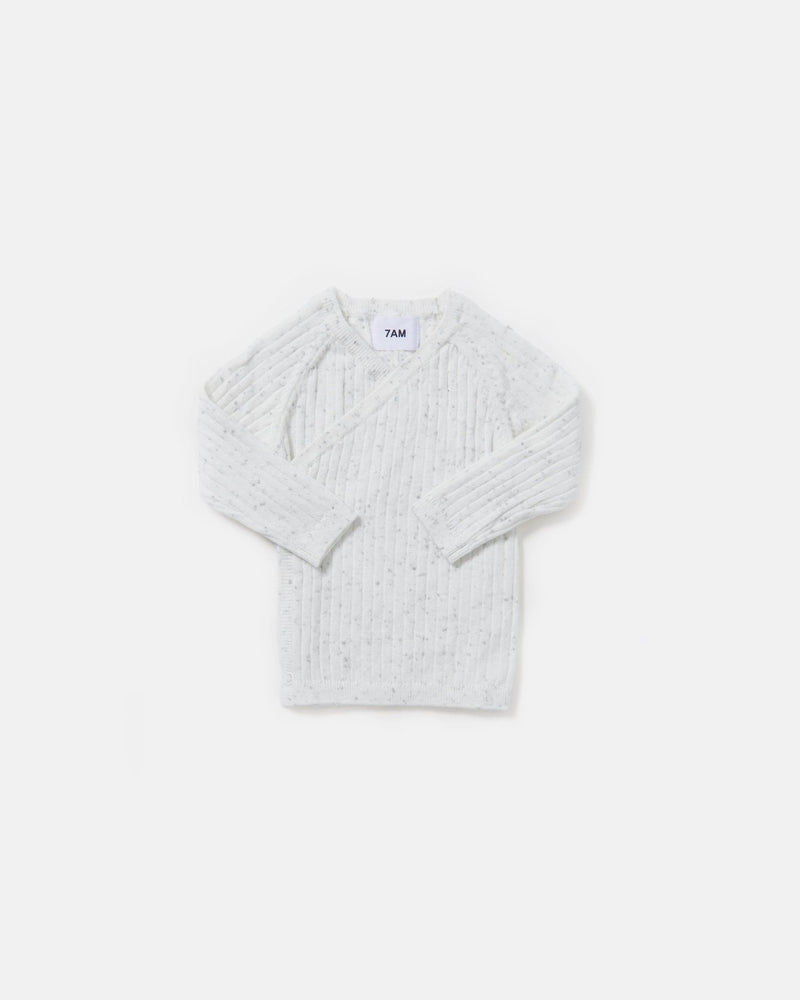 7AM - Cotton Wrap Top - Ribbed Apparel & Accessories White 3 - 6M