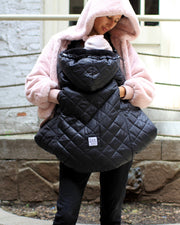 7AM - K - Poncho Mother & Baby Black Plush