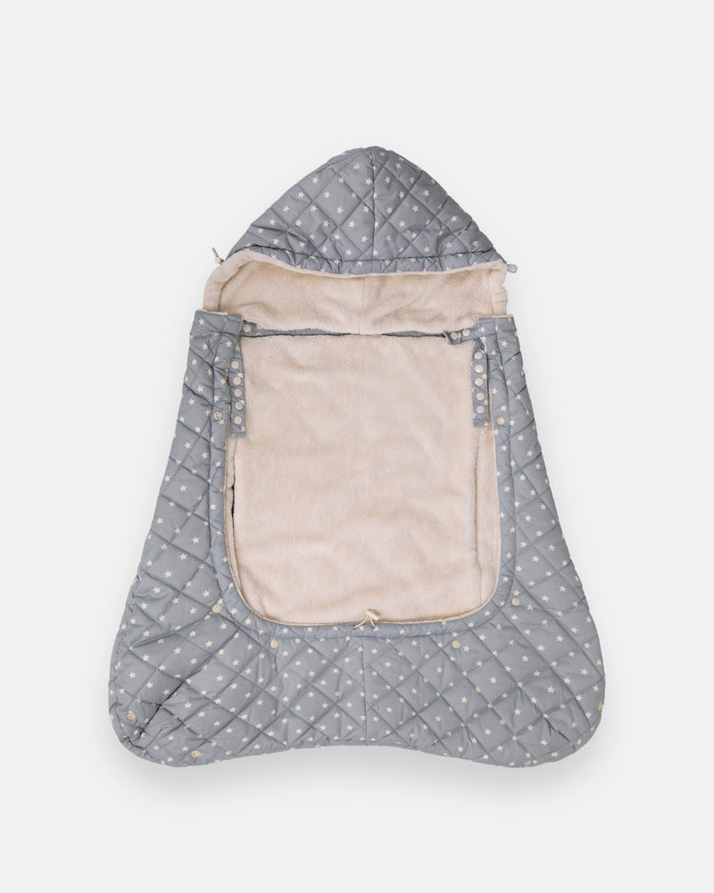 7AM - K - Poncho Mother & Baby Plush Stars - Grey Stars