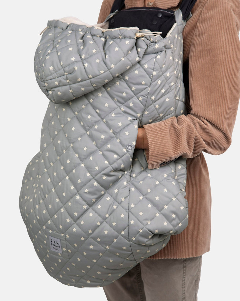7AM - K - Poncho Mother & Baby Plush Stars - Grey Stars