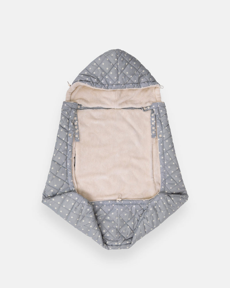 7AM - K - Poncho Mother & Baby Plush Stars - Grey Stars