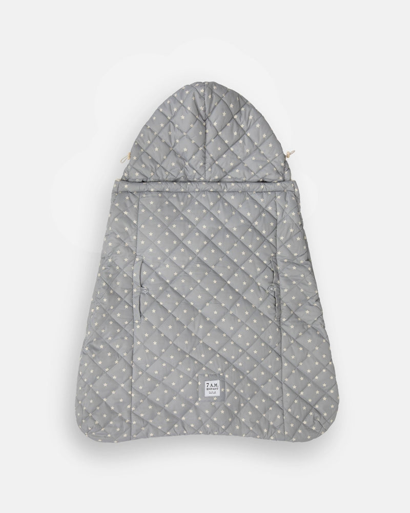 7AM - K - Poncho Mother & Baby Plush Stars - Grey Stars