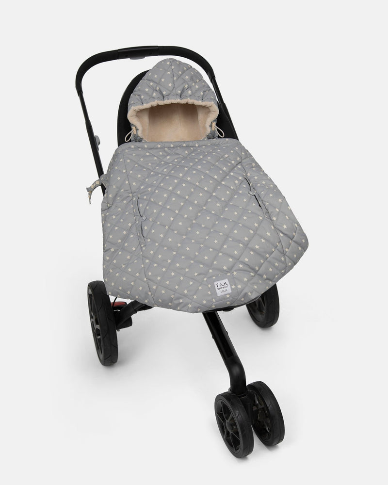 7AM - K - Poncho Mother & Baby Plush Stars - Grey Stars