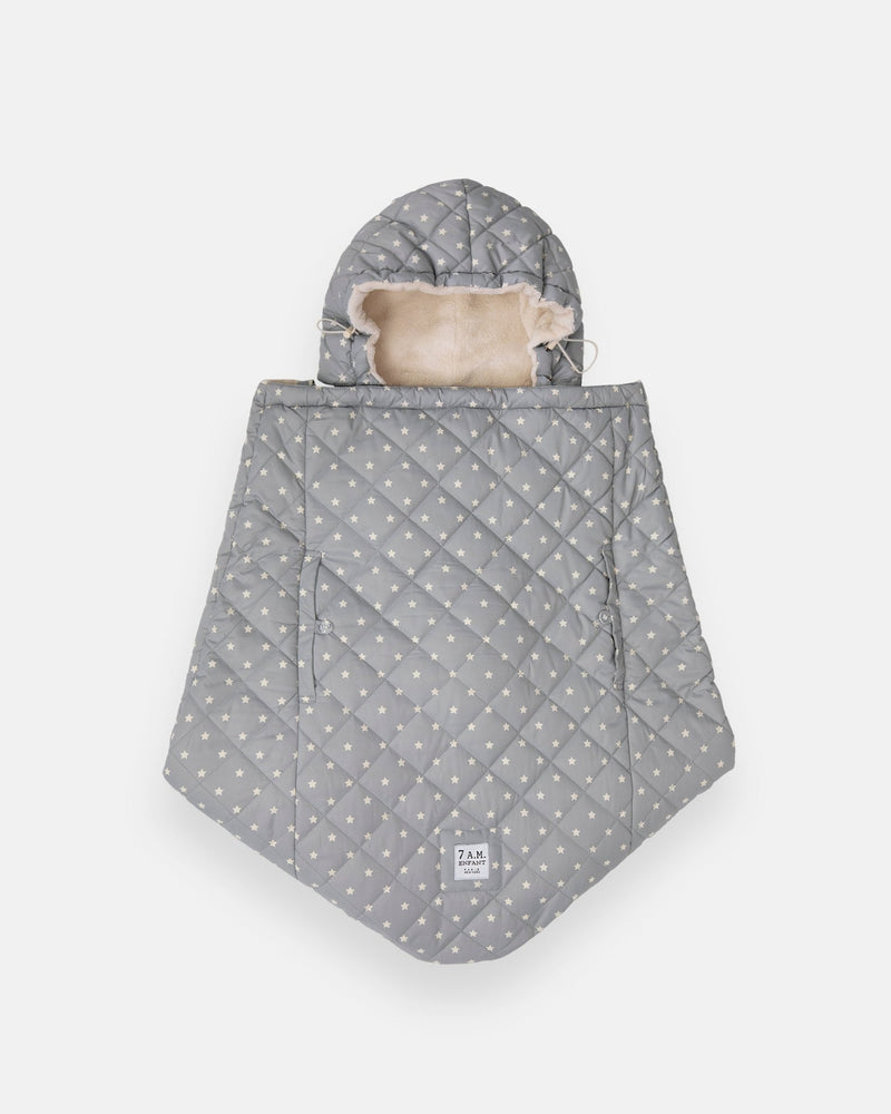 7AM - K - Poncho Mother & Baby Plush Stars - Grey Stars
