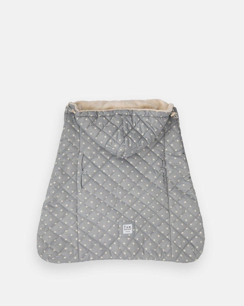 7AM - K - Poncho Mother & Baby Plush Stars - Grey Stars