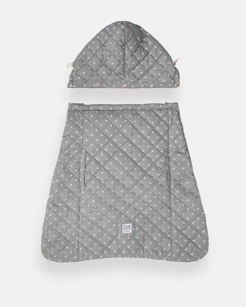7AM - K - Poncho Mother & Baby Plush Stars - Grey Stars