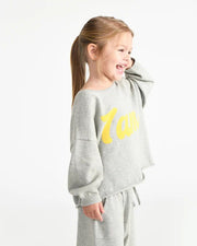 7AM - Logo Boxy Long Sleeve Top | Heather Grey - 4 - 5Y Apparel & Accessories