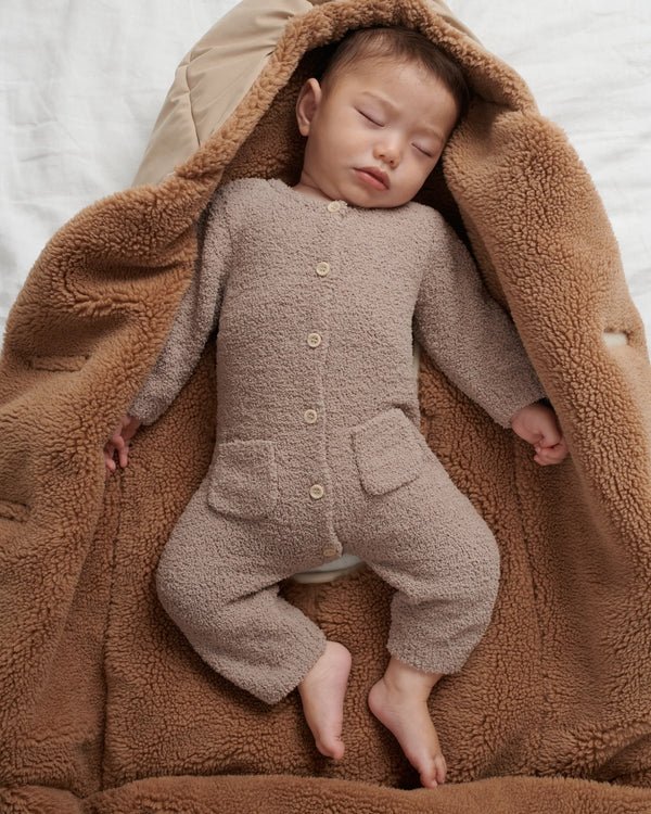 7AM - Long Sleeve Jumpsuit - Fuzzy Mother & Baby Black Melange 0 - 3M