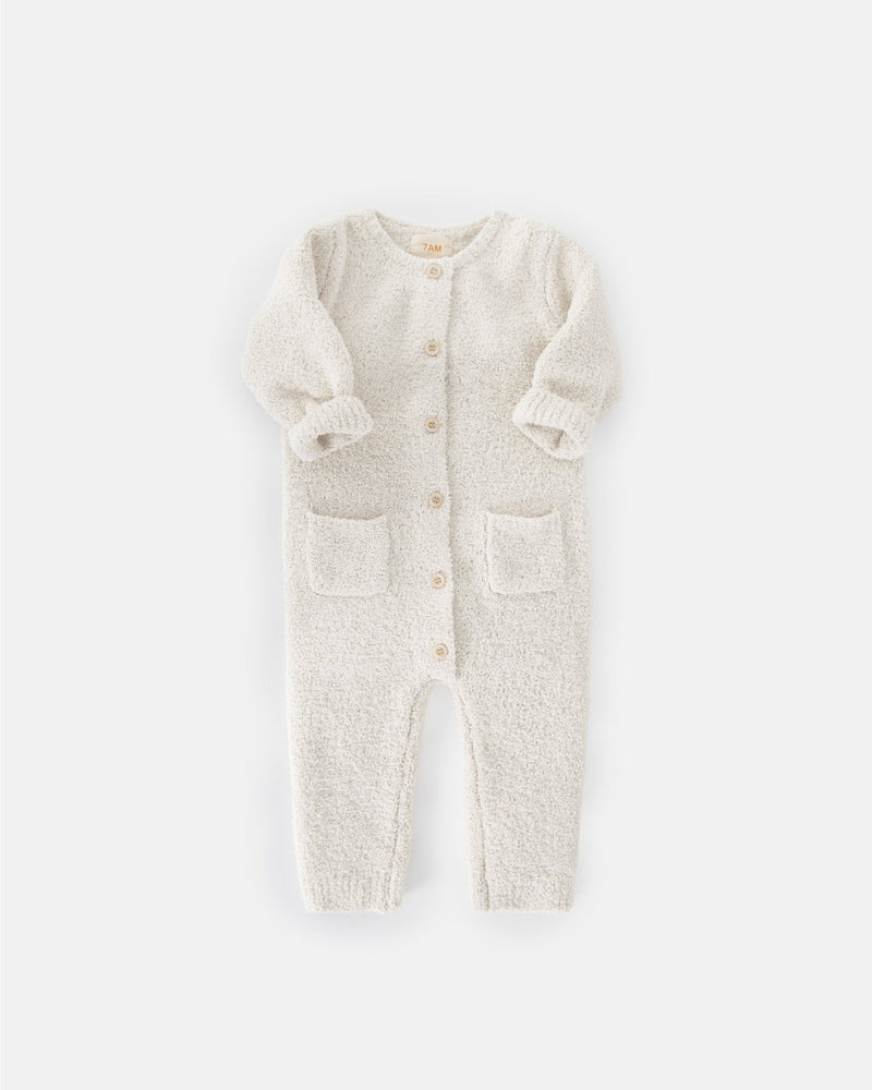 7AM - Long Sleeve Jumpsuit - Fuzzy Mother & Baby Pecan 0 - 3M