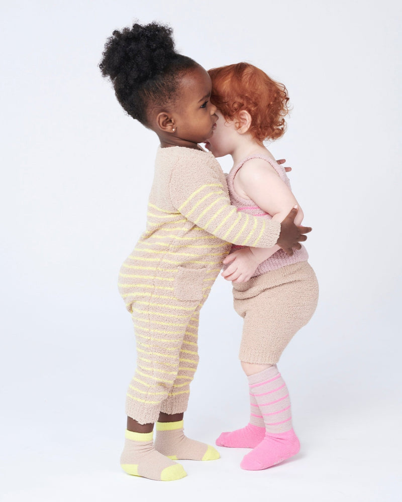7AM - Long Socks Solid - Fuzzy - 3 pack - Choco & Pecan, Ash Rose & Vivid Pink, Gris & Bright Cyan - 2 - 4T