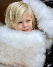 7AM - PlushPOD - Tundra Plush | Infant Lounger and Travel Sleep Pod Mother & Baby Heather Beige - White Faux Fur 0 - 18M