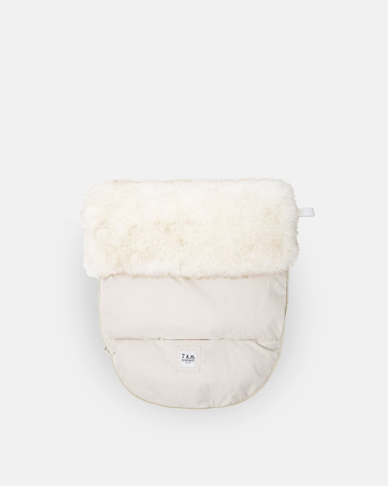 7AM - PlushPOD - Tundra Plush | Infant Lounger and Travel Sleep Pod Mother & Baby Heather Beige - White Faux Fur 0 - 18M