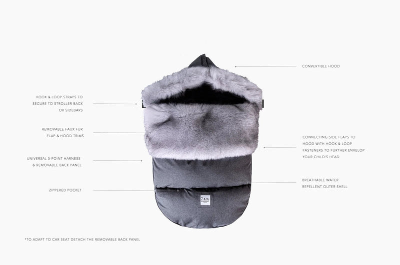 7AM - PlushPOD - Tundra Plush | Infant Lounger and Travel Sleep Pod Mother & Baby Heather Beige - White Faux Fur 18 - 3T