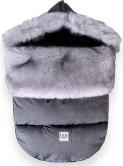 7AM - PlushPOD - Tundra Plush | Infant Lounger and Travel Sleep Pod Mother & Baby Heather Grey Dark - Arctic Faux Fur 0 - 18M