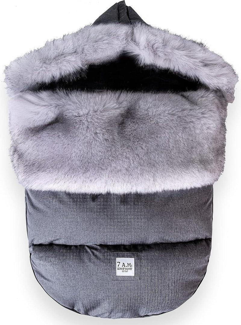7AM - PlushPOD - Tundra Plush | Infant Lounger and Travel Sleep Pod Mother & Baby Heather Grey Dark - Arctic Faux Fur 0 - 18M