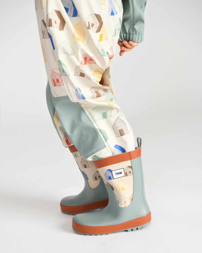 7AM - Rain Boots Mother & Baby Print House Teal 9
