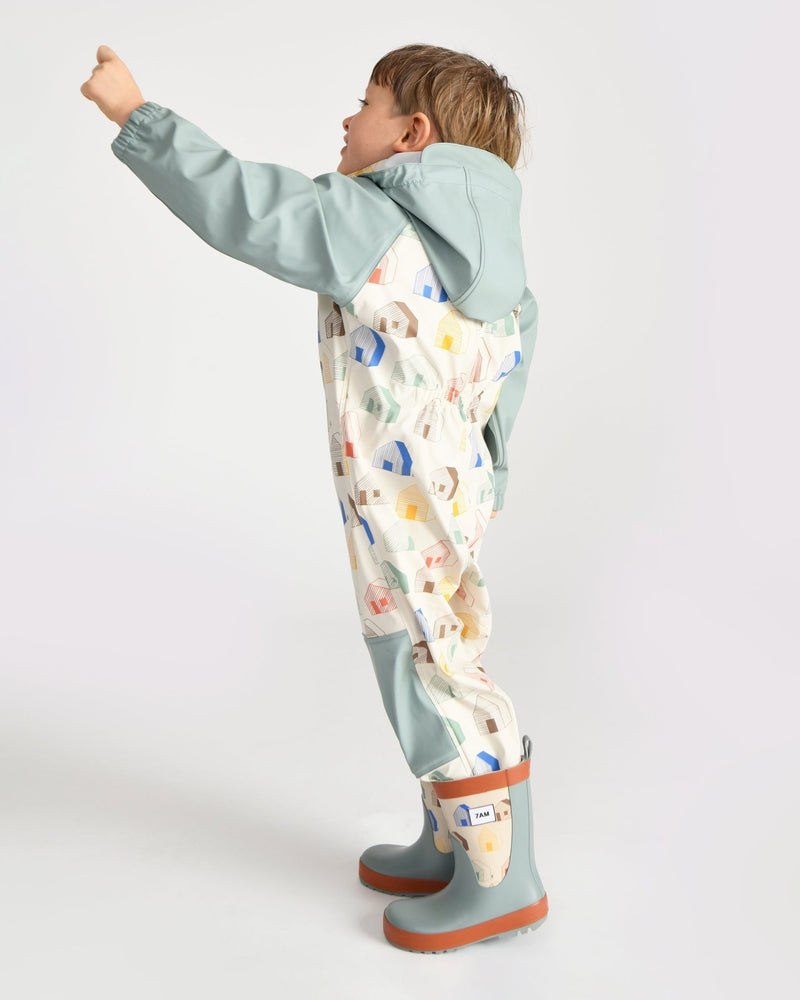 7AM - Rain Boots Mother & Baby Print House Teal 9
