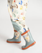 7AM - Rain Boots Mother & Baby Print House Teal 9