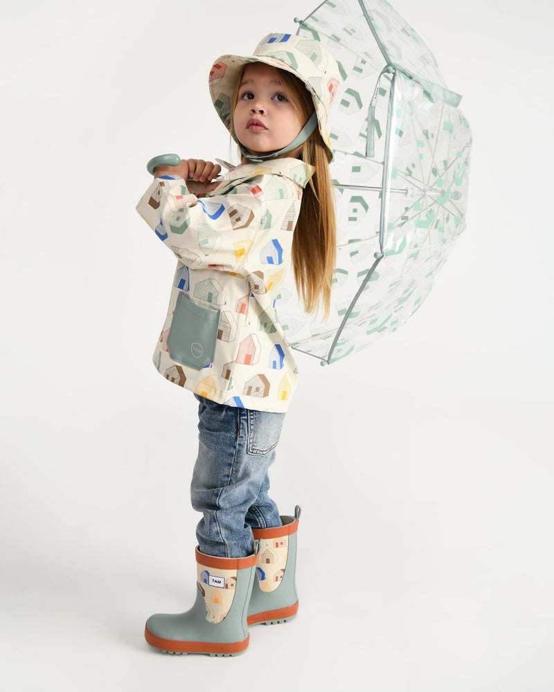 7AM - Rain Boots Mother & Baby Print House Teal 9