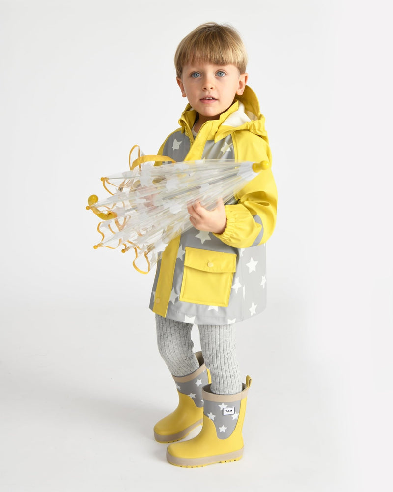 7AM - Rain Boots Mother & Baby Print Star Yellow 6