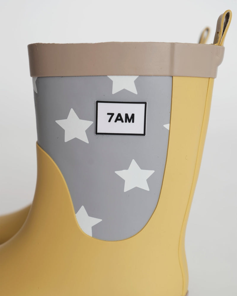 7AM - Rain Boots Mother & Baby Print Star Yellow 6