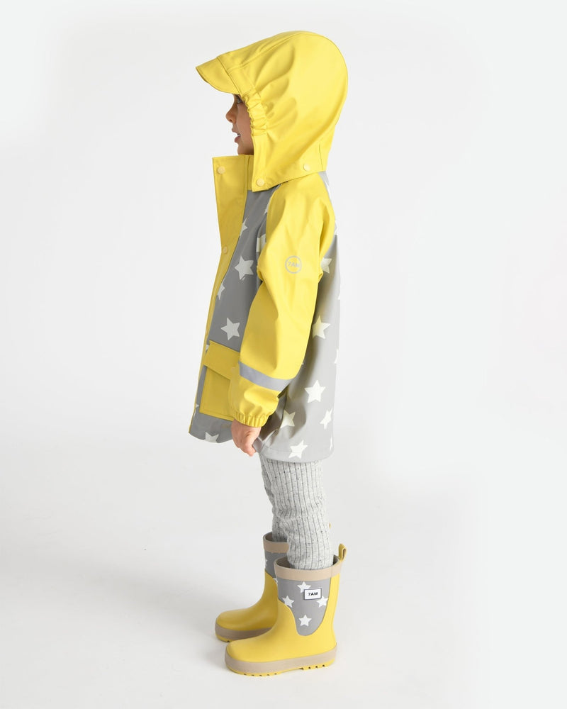 7AM - Rain Boots Mother & Baby Print Star Yellow 6