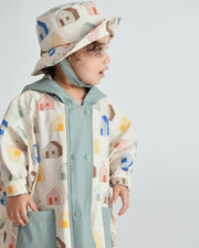 7AM - Rain Bucket Hat Mother & Baby Tree Beige 4 - 6Y