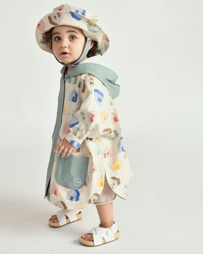 7AM - Rain Bucket Hat Mother & Baby Tree Beige 4 - 6Y