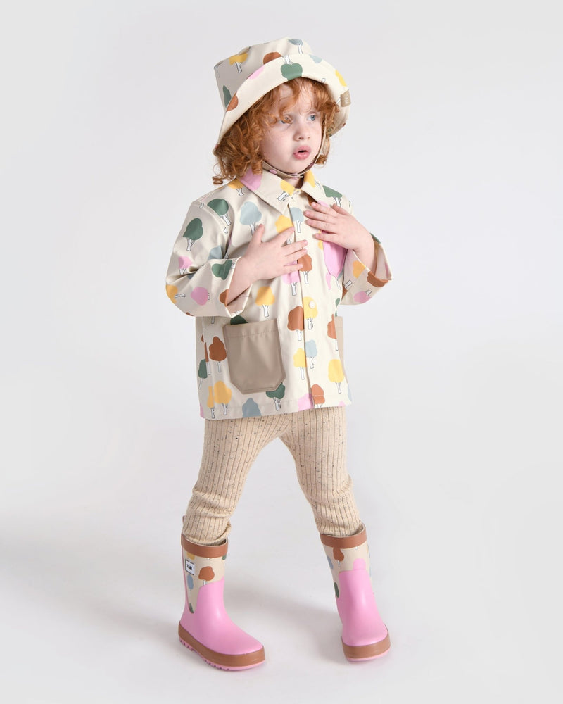 7AM - Rain Bucket Hat Mother & Baby Tree Beige 4 - 6Y