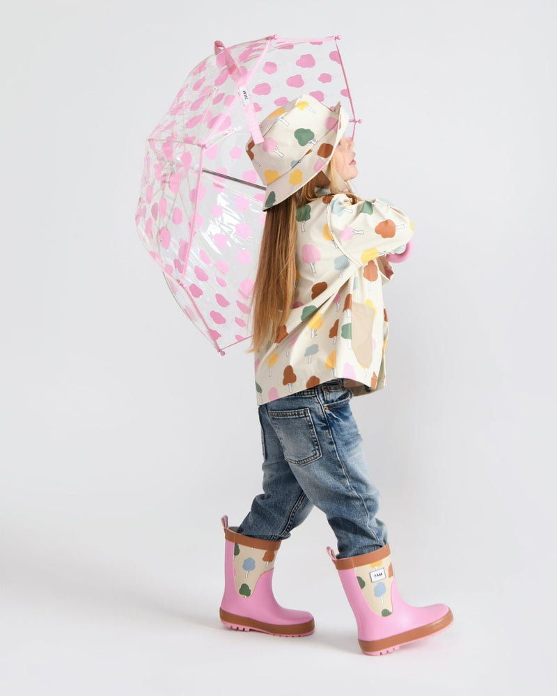 7AM - Rain Bucket Hat Mother & Baby Tree Beige 4 - 6Y