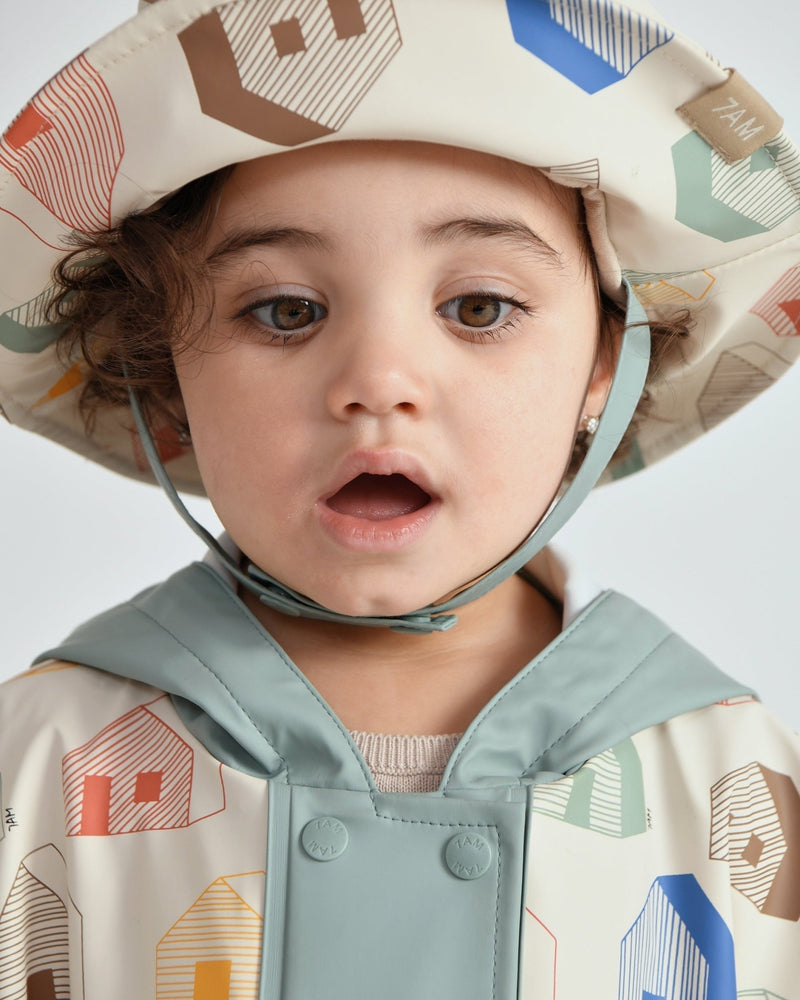 7AM - Rain Bucket Hat Mother & Baby Tree Beige 4 - 6Y