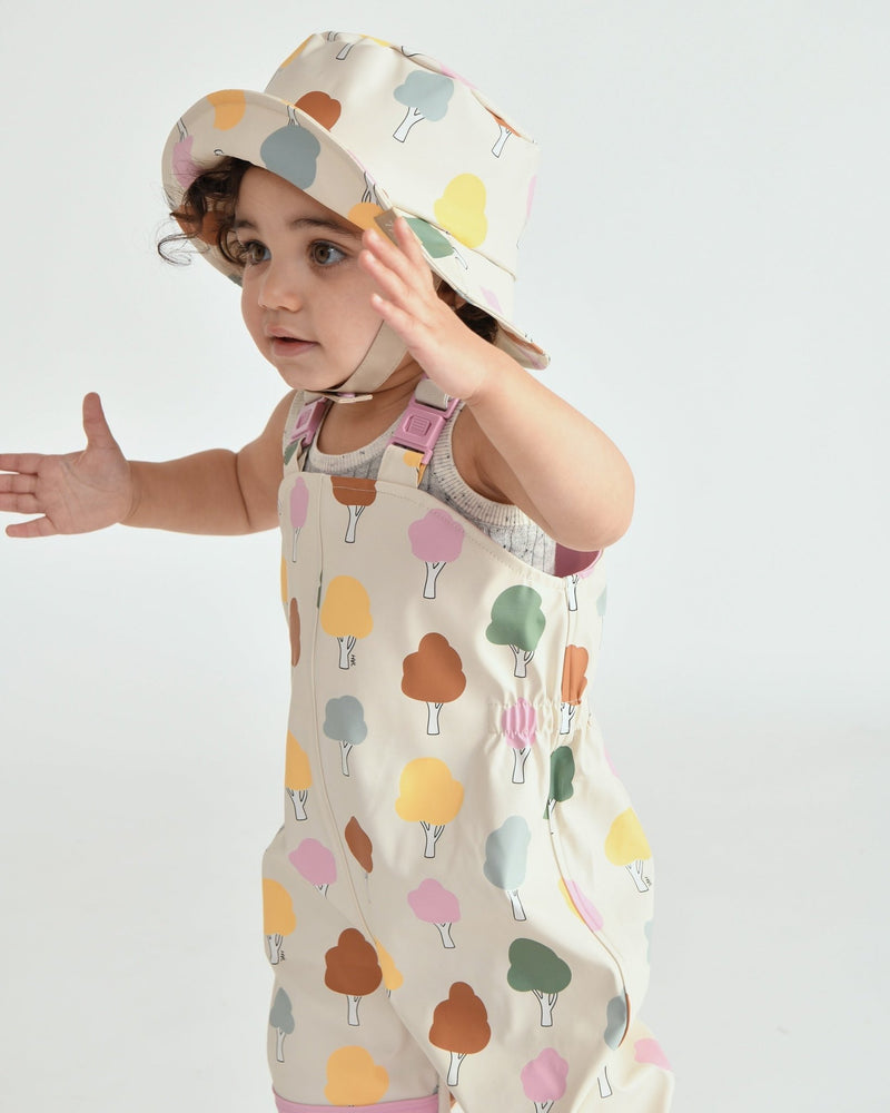 7AM - Rain Bucket Hat Mother & Baby Tree Beige 4 - 6Y