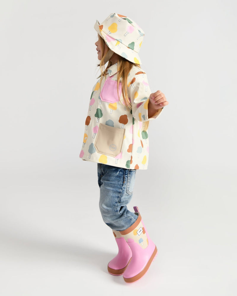 7AM - Rain Bucket Hat Mother & Baby Tree Beige 4 - 6Y