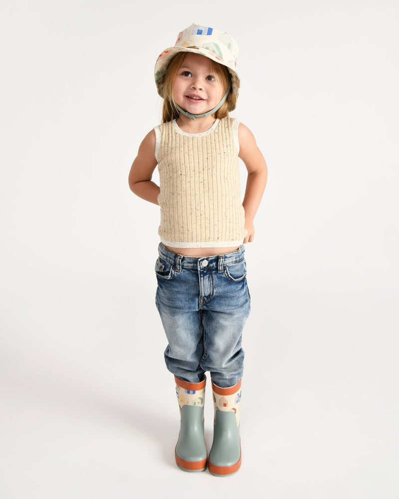 7AM - Rain Bucket Hat Mother & Baby Tree Beige 4 - 6Y