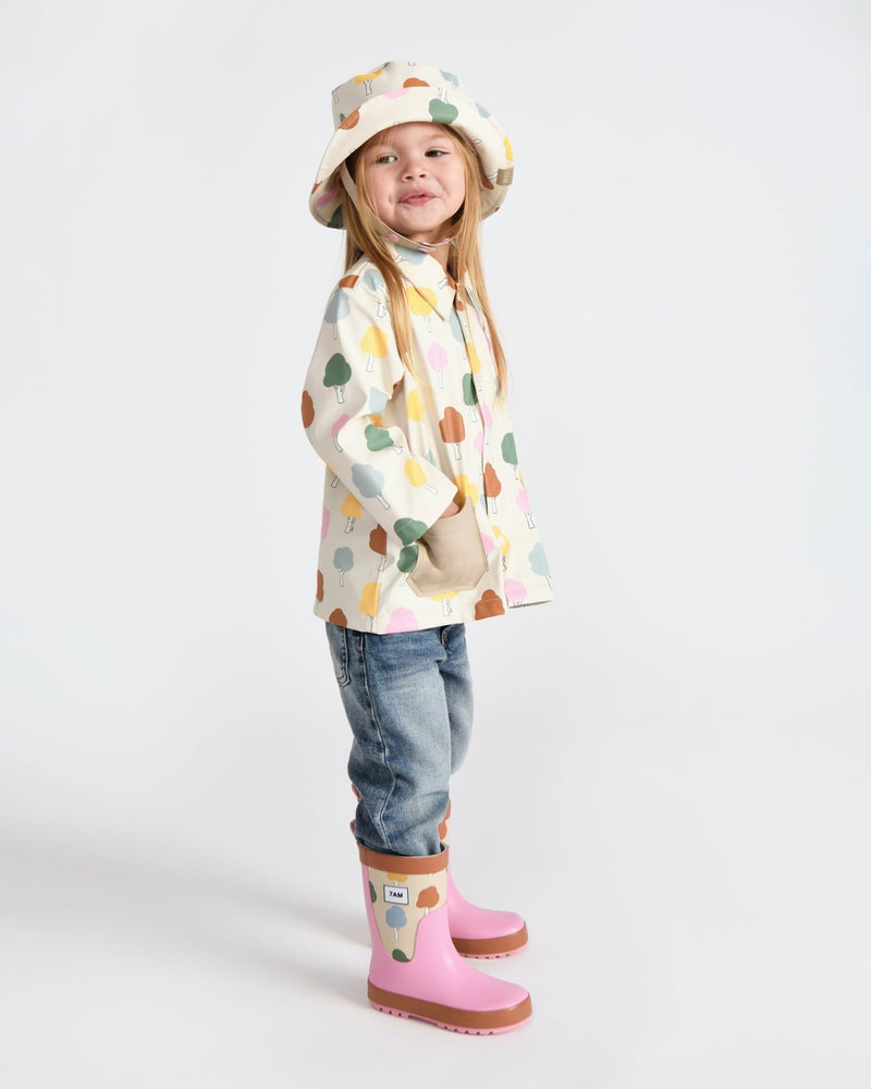 7AM - Rain Bucket Hat Mother & Baby Tree Beige 4 - 6Y